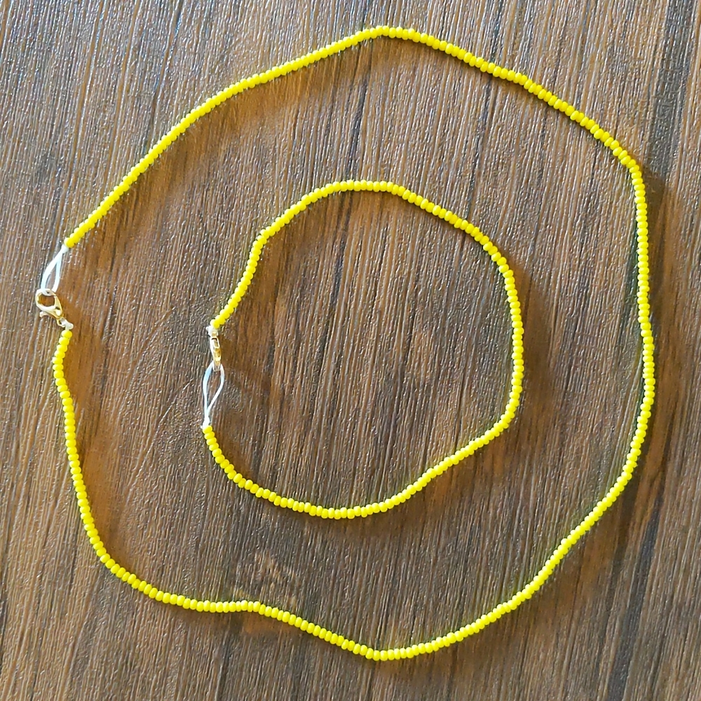 Beaded Choker & Bracelet, Yellow 💛